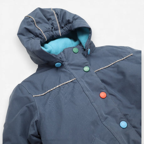 Navy coat with striped detachable fleece