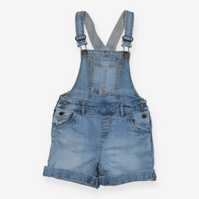 Denim shortie dungarees navy and white stripe lini