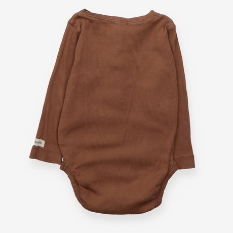 Bodysuit brown ribbed LS