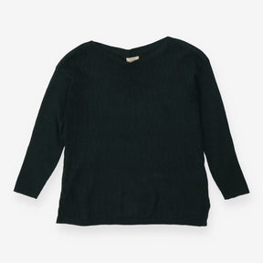 Green Boatneck Chevron Knit Sweater Soft Jumper