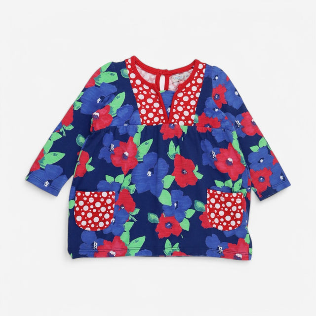 Dress blue and red poppies 