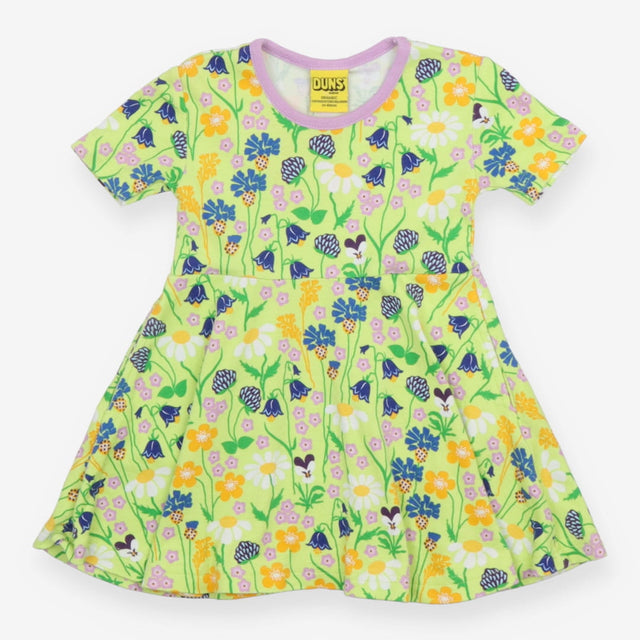 Dress SS jersey green lilac edging wild flowers
