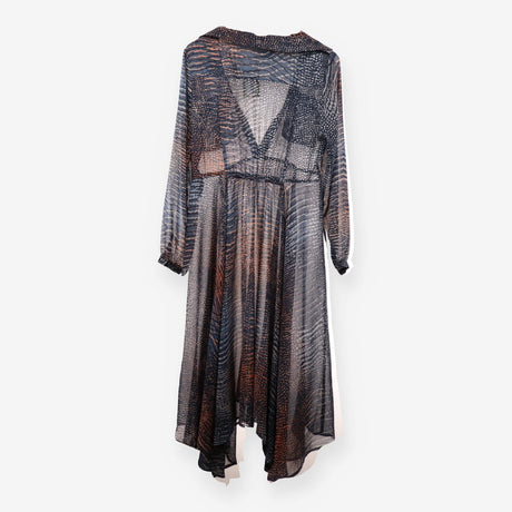 Sheer Snake Print Shirt Dress Navy Rust
