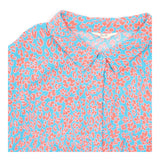 Midi Dress Blue Coral Print Shirred Waist