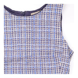 Dress Blue Cream Textured Tweed Sleeveless Shift