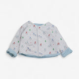 Reversible Cardigan Blue Fleece and Penguins