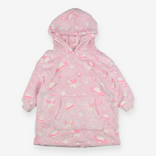 Fleece pink hoodie space unicorns