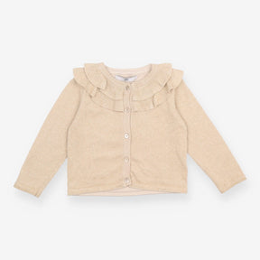 Gold Festive Glittered Frill Cardigan