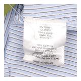 Shirt Blue White Pinstripe Cotton Ruffle Collar