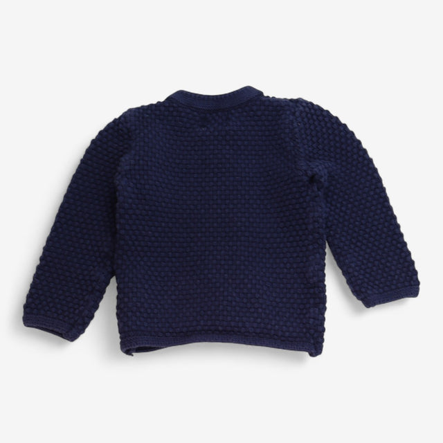 Cardi navy moss stitch