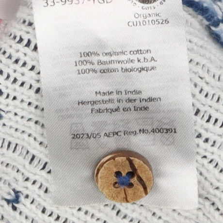 Dress knitted blue white V rainbow chest