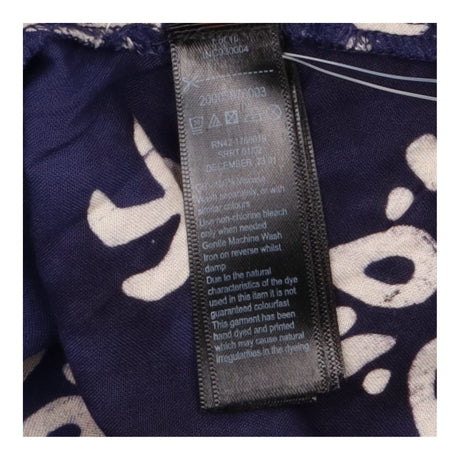 Blouse Printed Tie Front Navy Viscose Long Sleeve