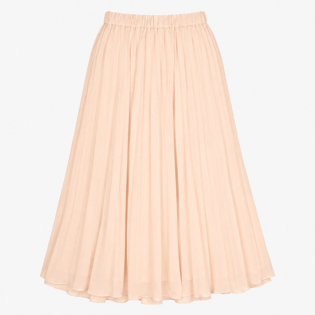 Skirt Light Peach Pleated Midi Chiffon