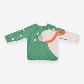 Sweater Knit Green Polar Bear