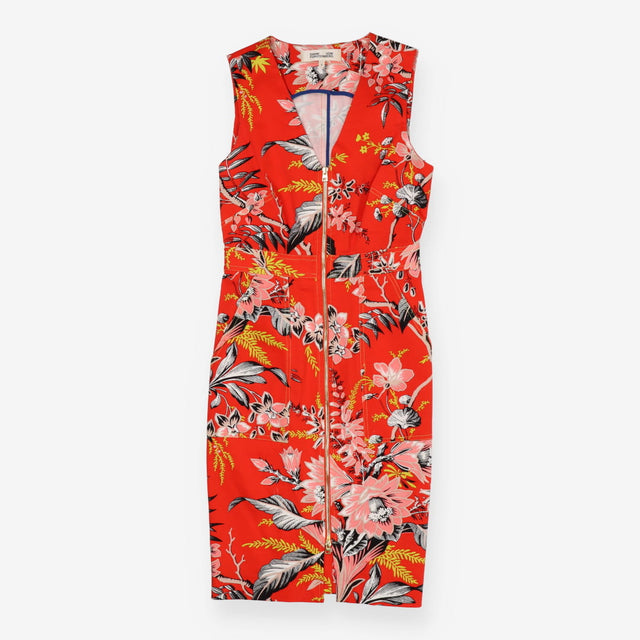 DVF Avalon Poppy Floral Zip‑Front Stretch Cotton S