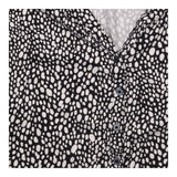 Printed Button Front Long Sleeve Blouse Black Whit