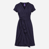 Dress Wrap Front Jersey Short Sleeve Navy
