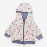 Hoodie reversable zipped blue and apples