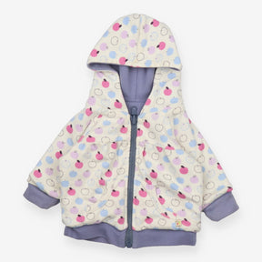 Hoodie reversable zipped blue and apples