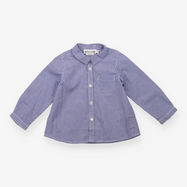 Blue and white check shirt