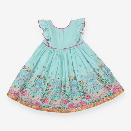 Dress teal oriental flora
