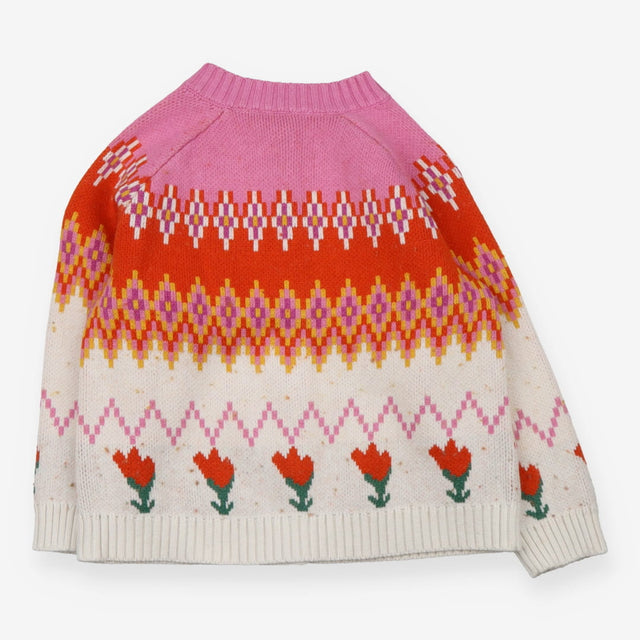 Cardigan cream pink flowers