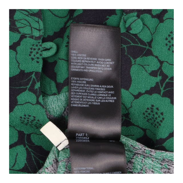Floral Smock Dress Green Black Long Sleeve