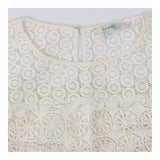 Cream High Neck Lace Top – Long Sleeve with Scallo