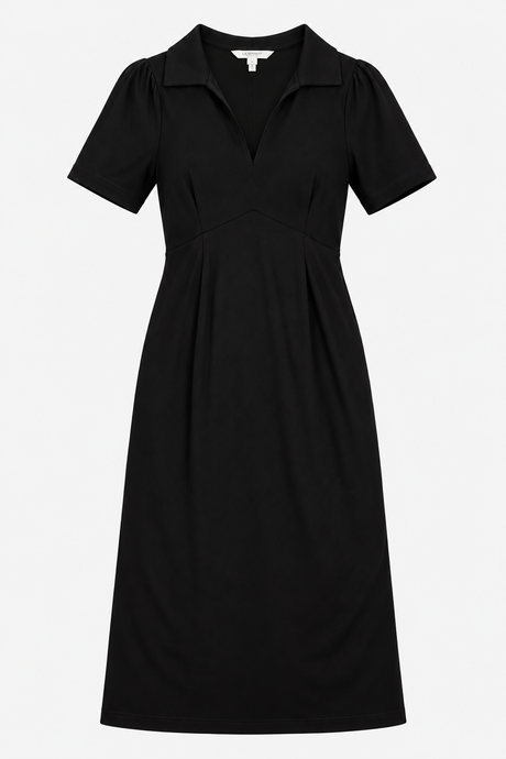 Midi Dress Navy V Neck