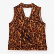 Top Sleeveless Animal Print Tie Neck Gold Mix