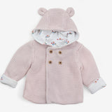 Light pink cardigan knit floral lining 