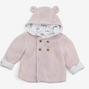 Light pink cardigan knit floral lining 
