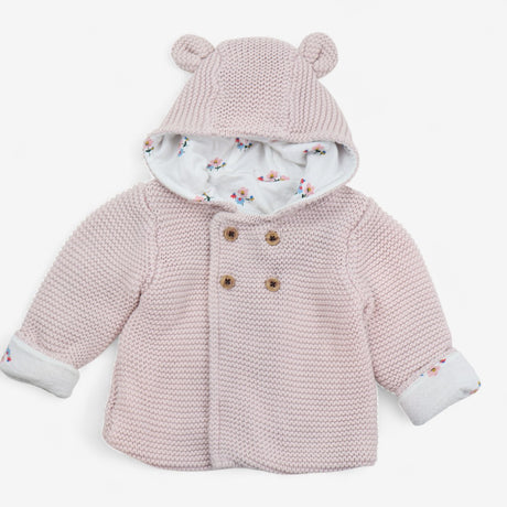 Light pink cardigan knit floral lining 