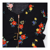 Black Floral Jumpsuit – Gold Zip Short Sleeve