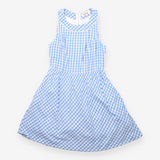 Dress Blue White Gingham Check 100% Cotton Sleevel