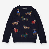 Sweater knit navy festive dog