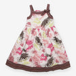White Butterfly dress with brown trim