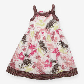 White Butterfly dress with brown trim