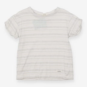 White t-shirt with stitch stripes