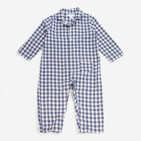 Blue Check Button Up Pyjamas