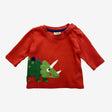 Rust short sleeve dino applique tee