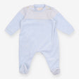 Sleepsuit blue velour stripe yolk