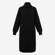 Dress Black Ribbed Turtleneck Long Sleeve Midi Kni