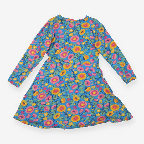 Blue long sleeve dress with bright wildflowers