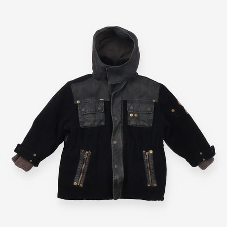 Coat black fur lining