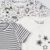 3 packs bodysuit  white striped stars sky
