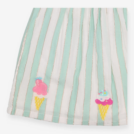 Dress bloomers hat green and white stripe with ice