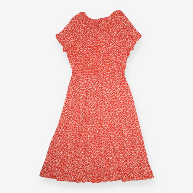Maxi Dress Red Cream Floral Print Tiered