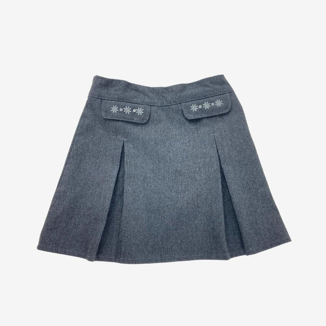 Grey School Skirt with Silver Emboried Pockets