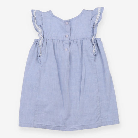 Dress Chambray Blue with White Floral Applique